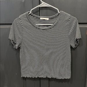 Black and White Striped Crop Top